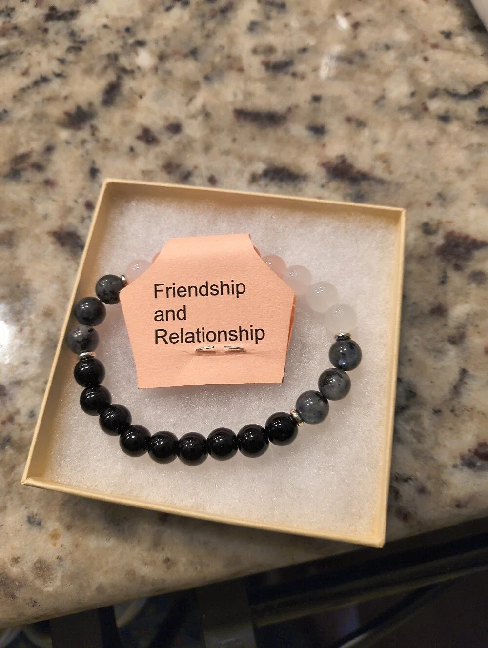 Friendship Beaded Stretch Bracelet - Black, Gray & White